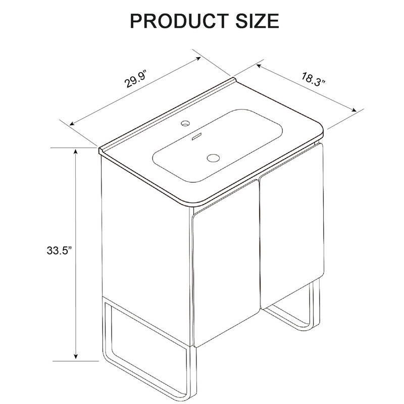 Orren Ellis 30"W Freestanding Metal Stand Bathroom Vanity With Ceramic ...